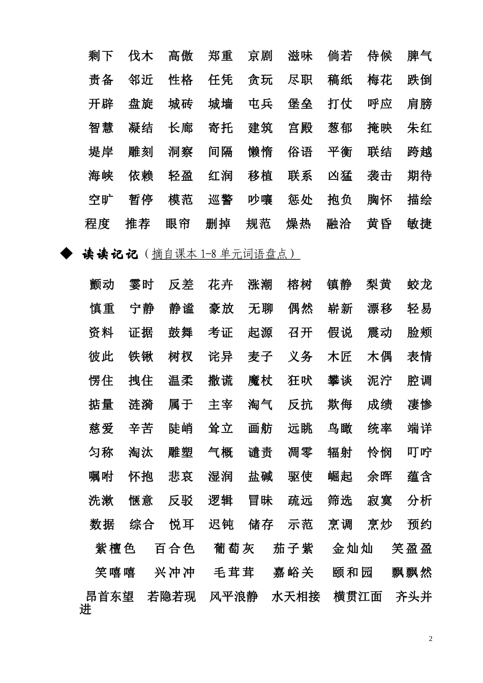 最全的人教版四年级语文上册期末复习资料_第2页