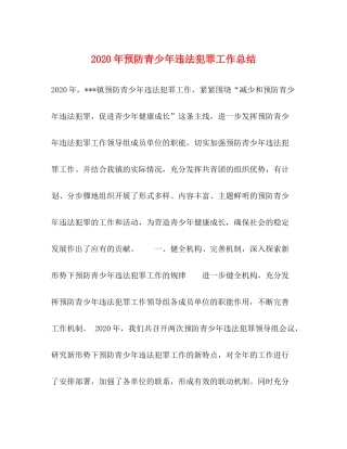 2020年预防青少年违法犯罪工作总结