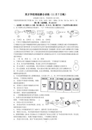 理综磨合训练