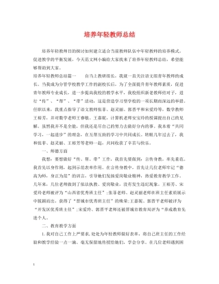 培养年轻教师总结