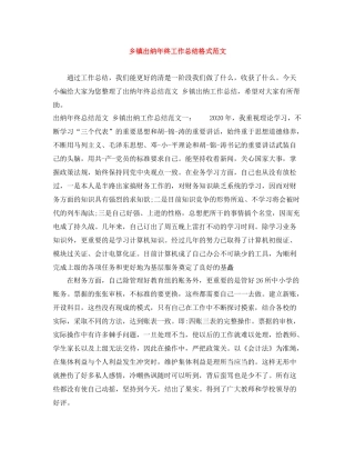 乡镇出纳年终工作总结格式范文