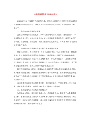 中级经济师年终工作总结范文