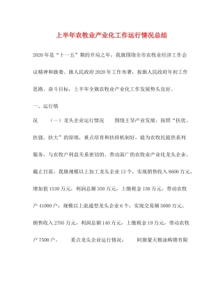 上半年农牧业产业化工作运行情况总结2