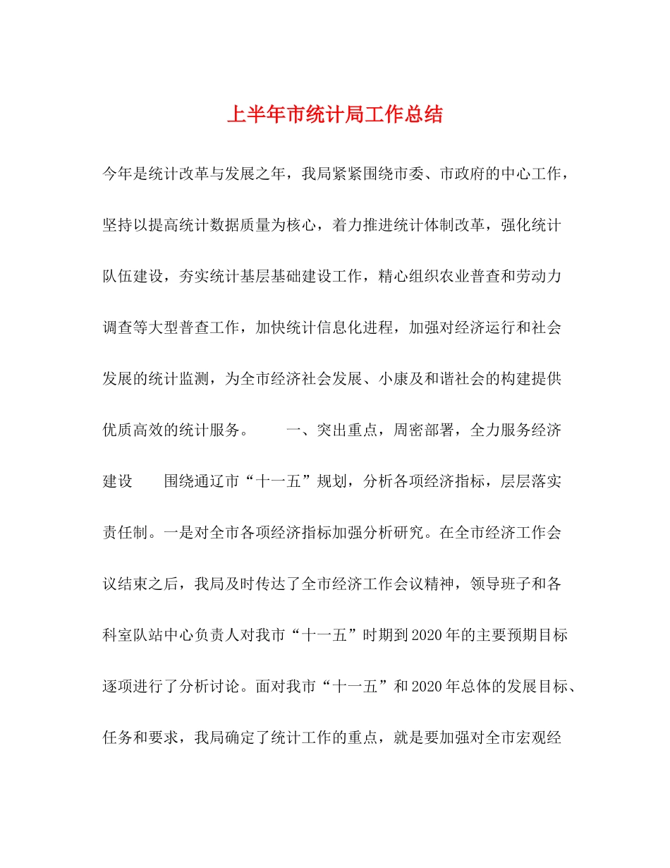 上半年市统计局工作总结2_第1页