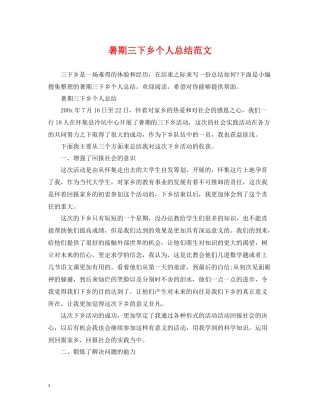 暑期三下乡个人总结范文