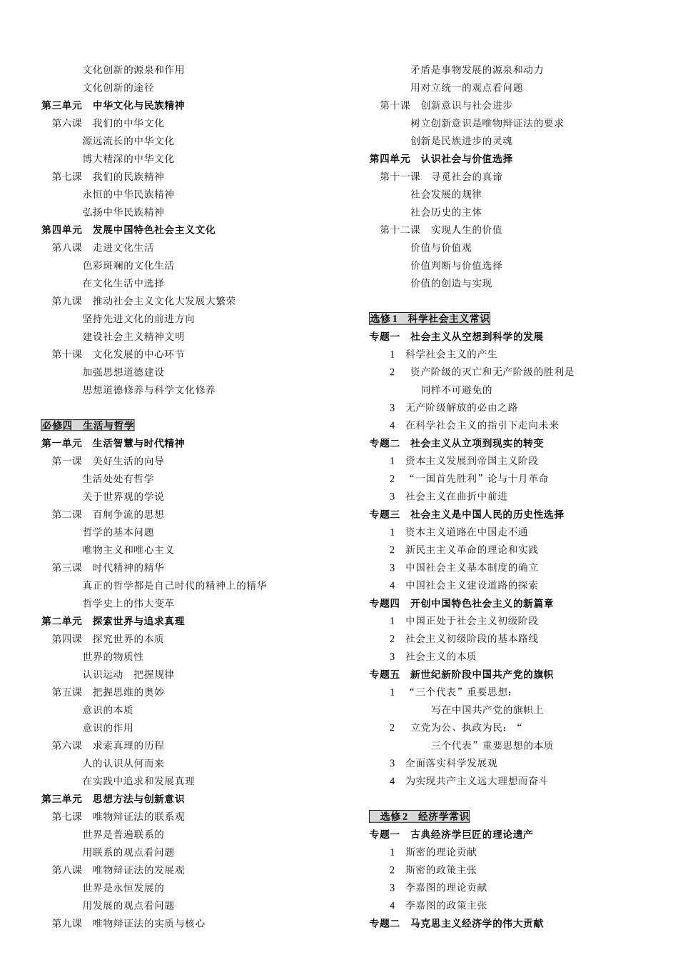 人教版高中政治目录_第2页