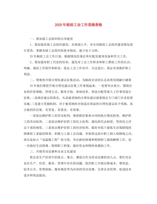 2020年邮政工会工作思路表格