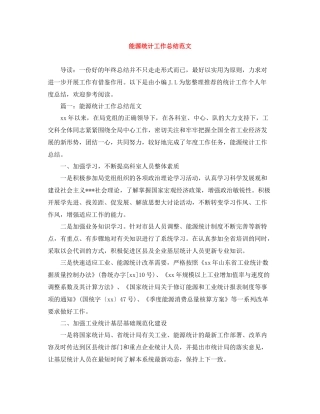 能源统计工作总结范文