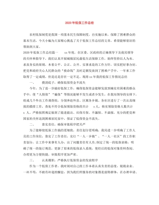 2020年低保工作总结