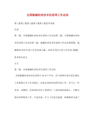 全国氯碱经济技术信息网工作总结