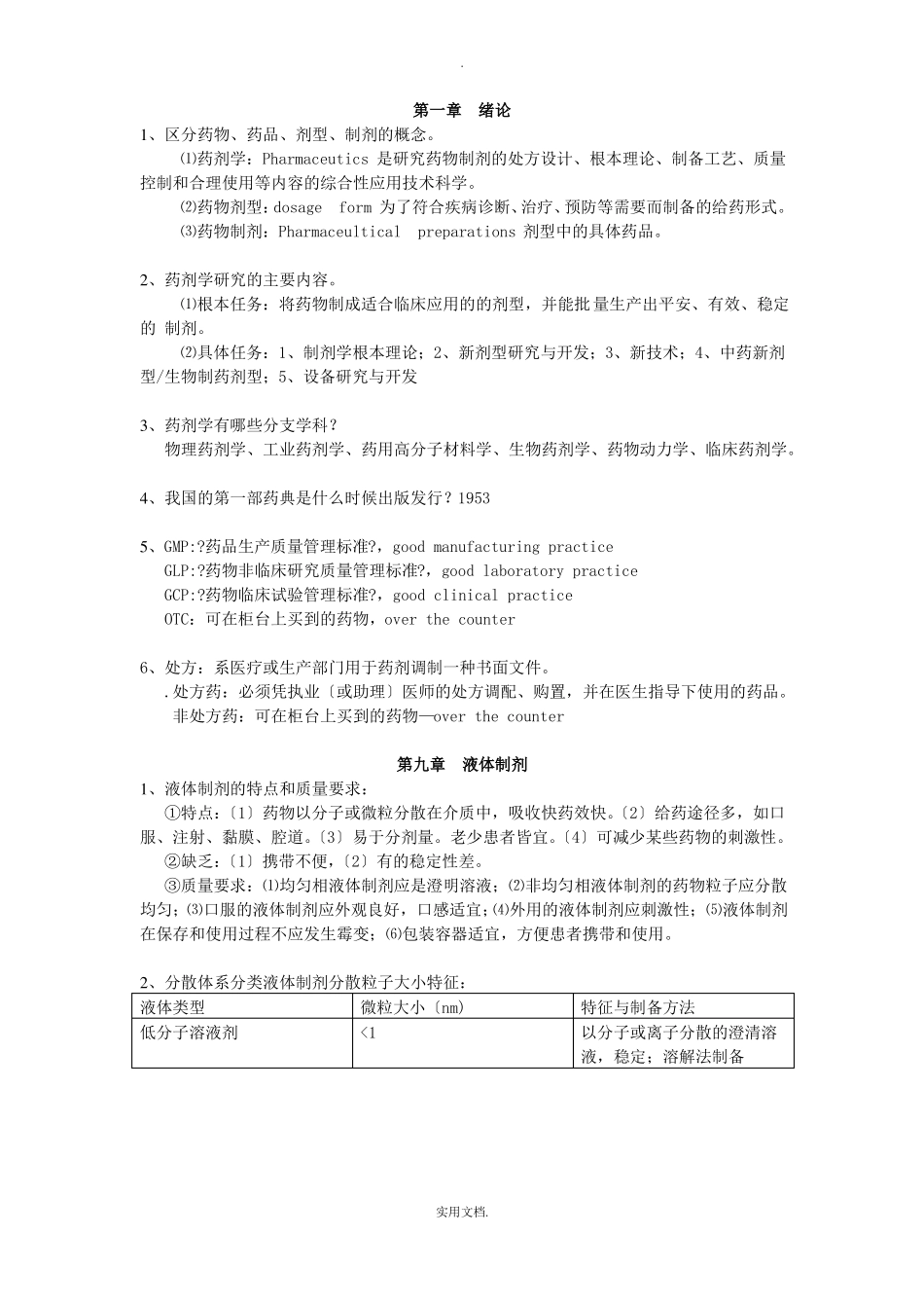 药剂学课后习题答案_第1页