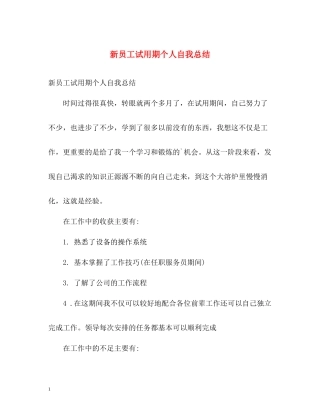 新员工试用期个人自我总结