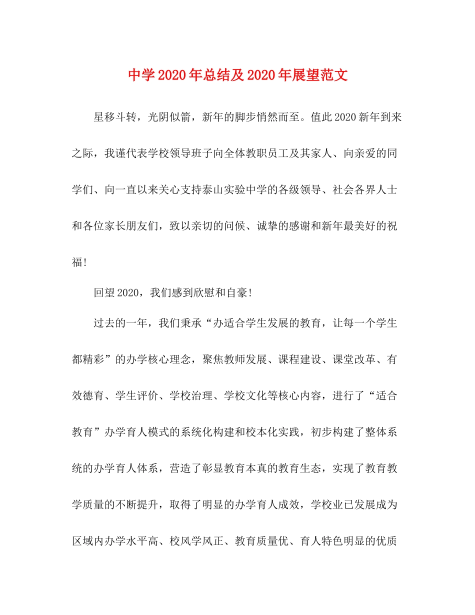 2020年总结及年展望范文_第1页