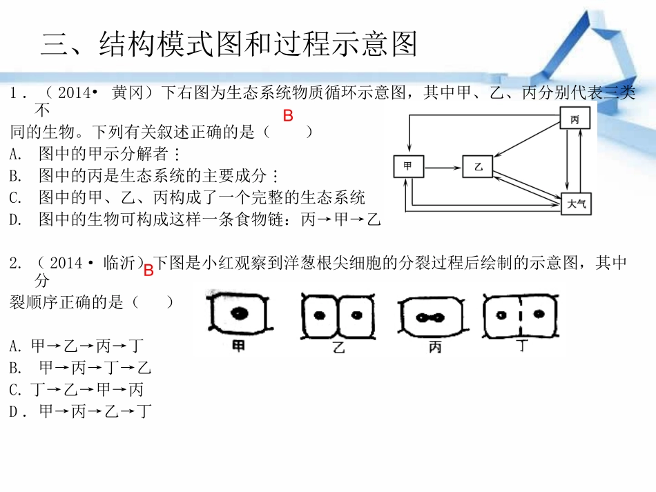 中考专题复习（识图解图）：结构模式图和过程示意图_第2页