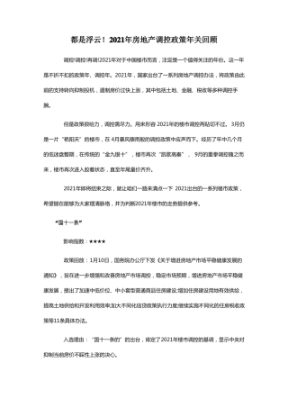 2021年房地产调控政策年关回顾