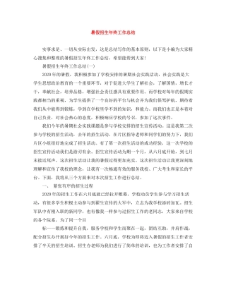暑假招生年终工作总结