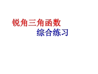 （11）锐角三角函数复习课