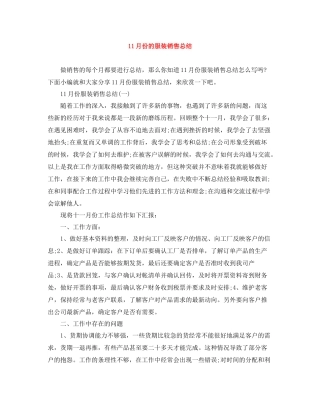 11月份的服装销售总结