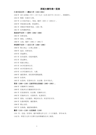 苏轼大事年表一览表