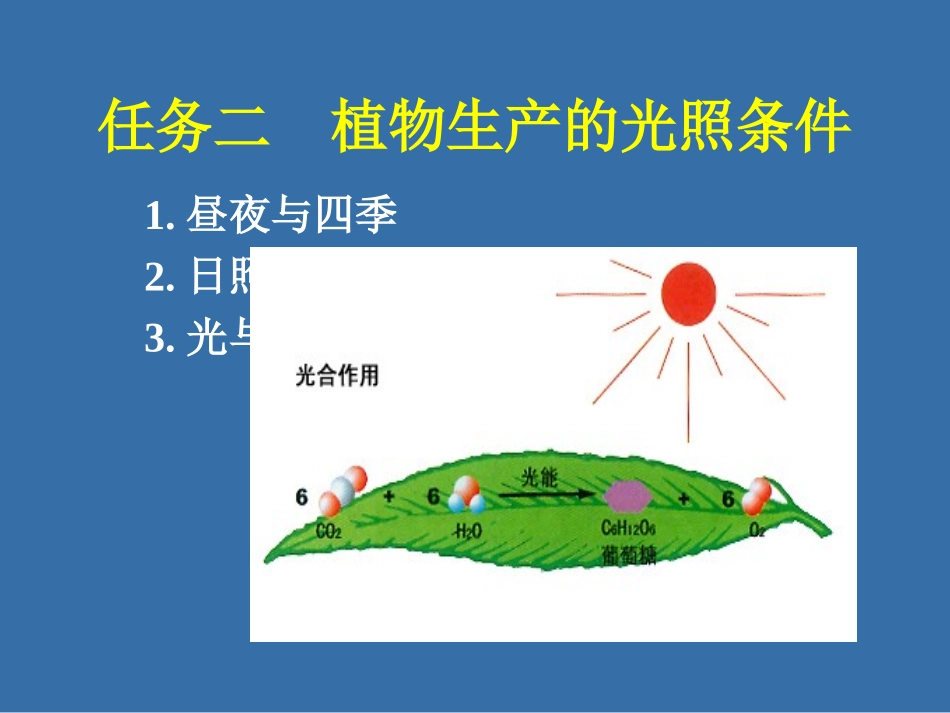 任务二植物生产的光照条件_第1页