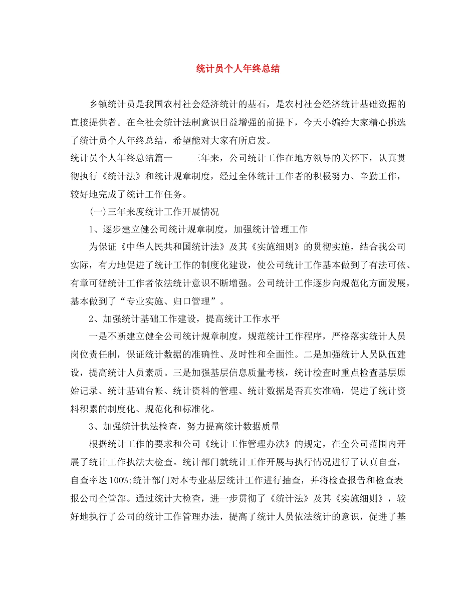 统计员个人年终总结_第1页