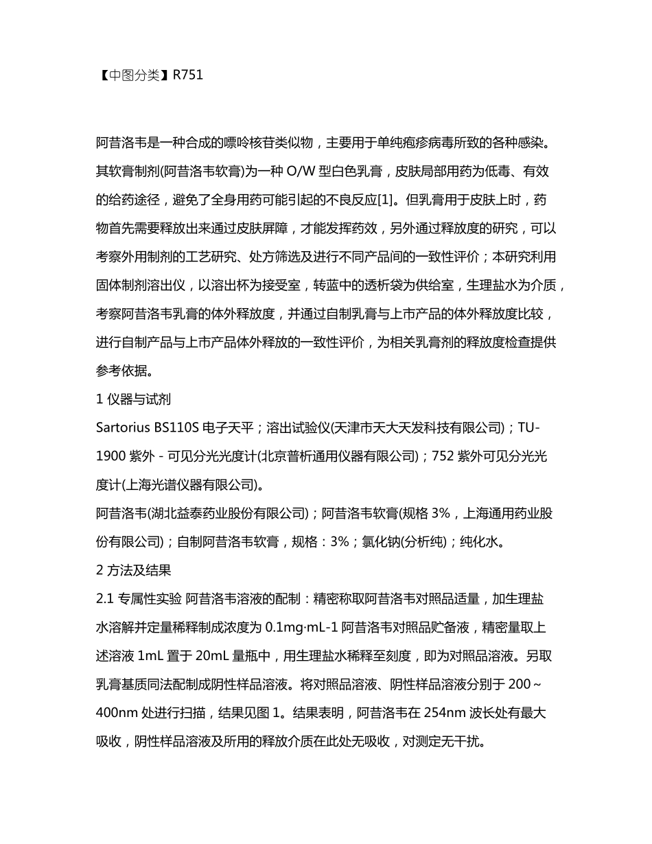 自制阿昔洛韦乳膏与上制剂体外释放度一致性评价_第2页