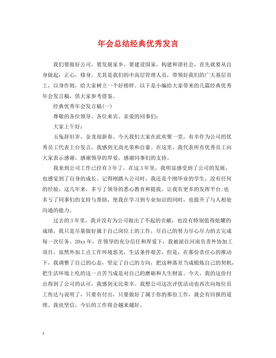 2020年会总结经典优秀发言_第1页