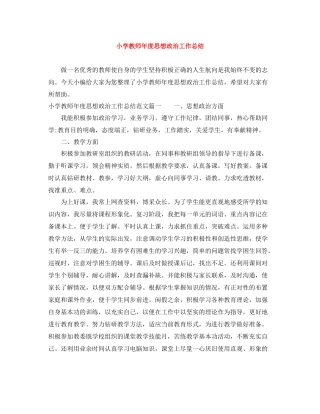 小学教师年度思想政治工作总结