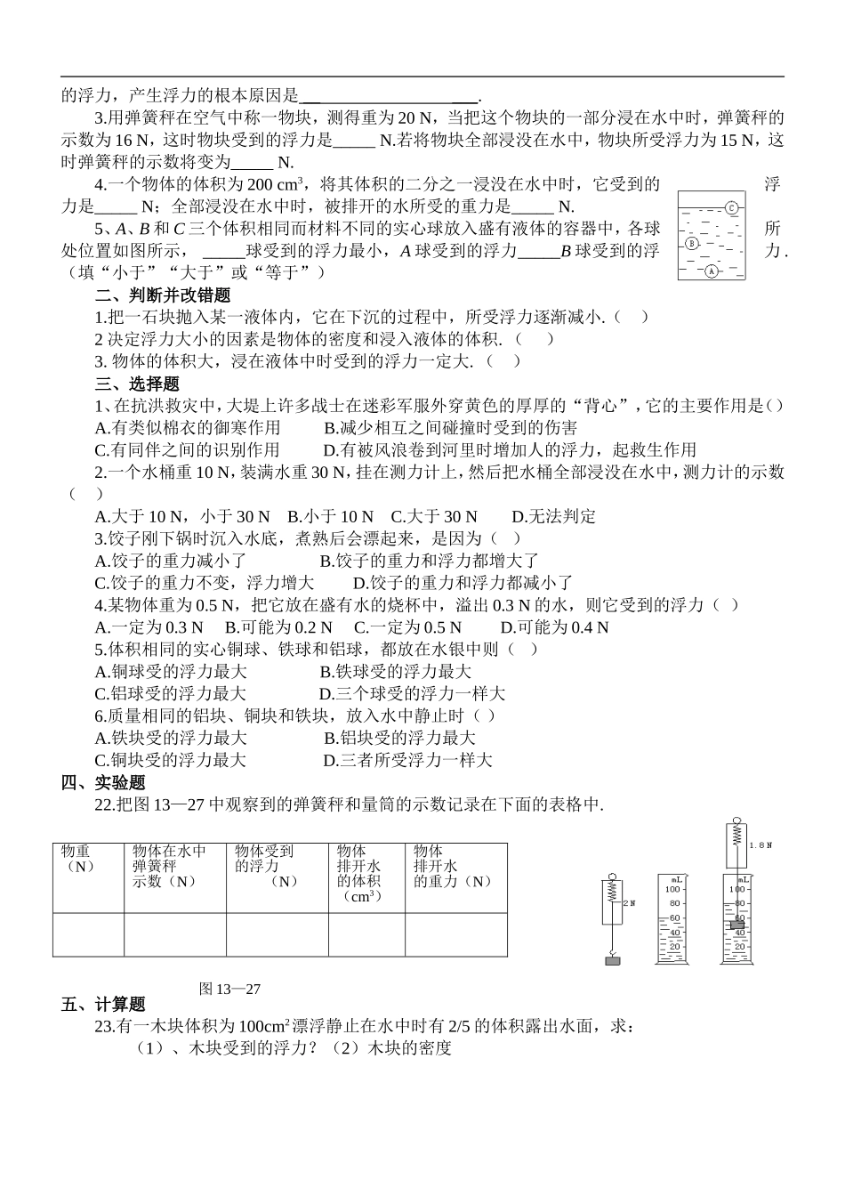 浮力1课时作业_第2页
