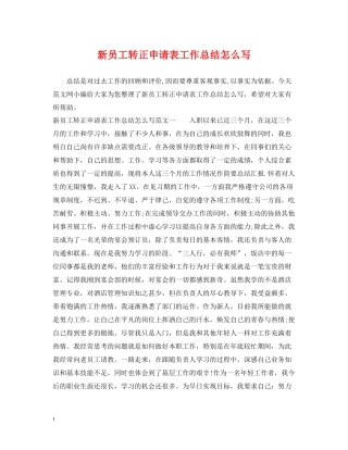 新员工转正申请表工作总结怎么写