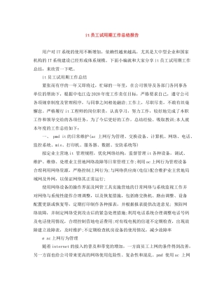 it员工试用期工作总结报告