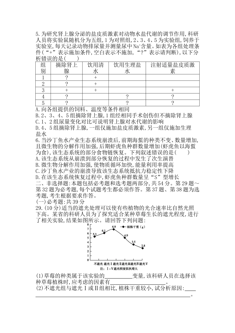 2020二轮生物仿真冲刺卷（二）_第2页
