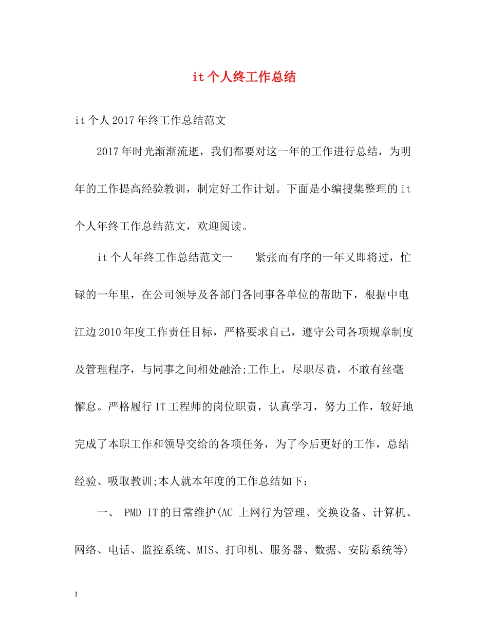 it个人终工作总结_第1页