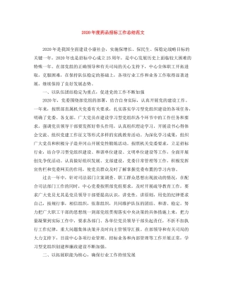 2020年度药品招标工作总结范文