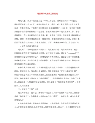 培训师个人年终工作总结