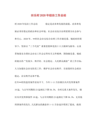 田乐村年综治工作总结