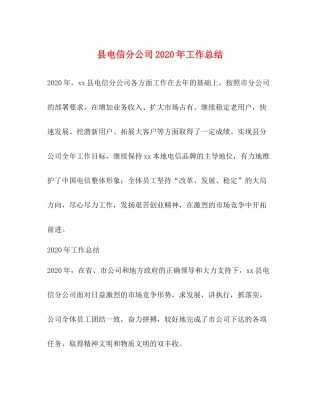 县电信分公司年工作总结