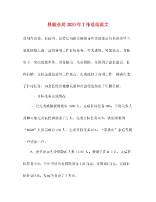 县就业局年工作总结范文