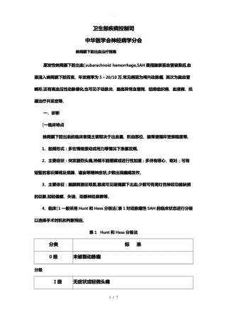 蛛网膜下腔出血治疗指引