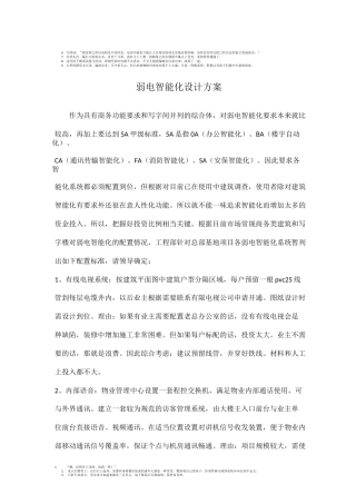 写字楼弱电智能化配置标准