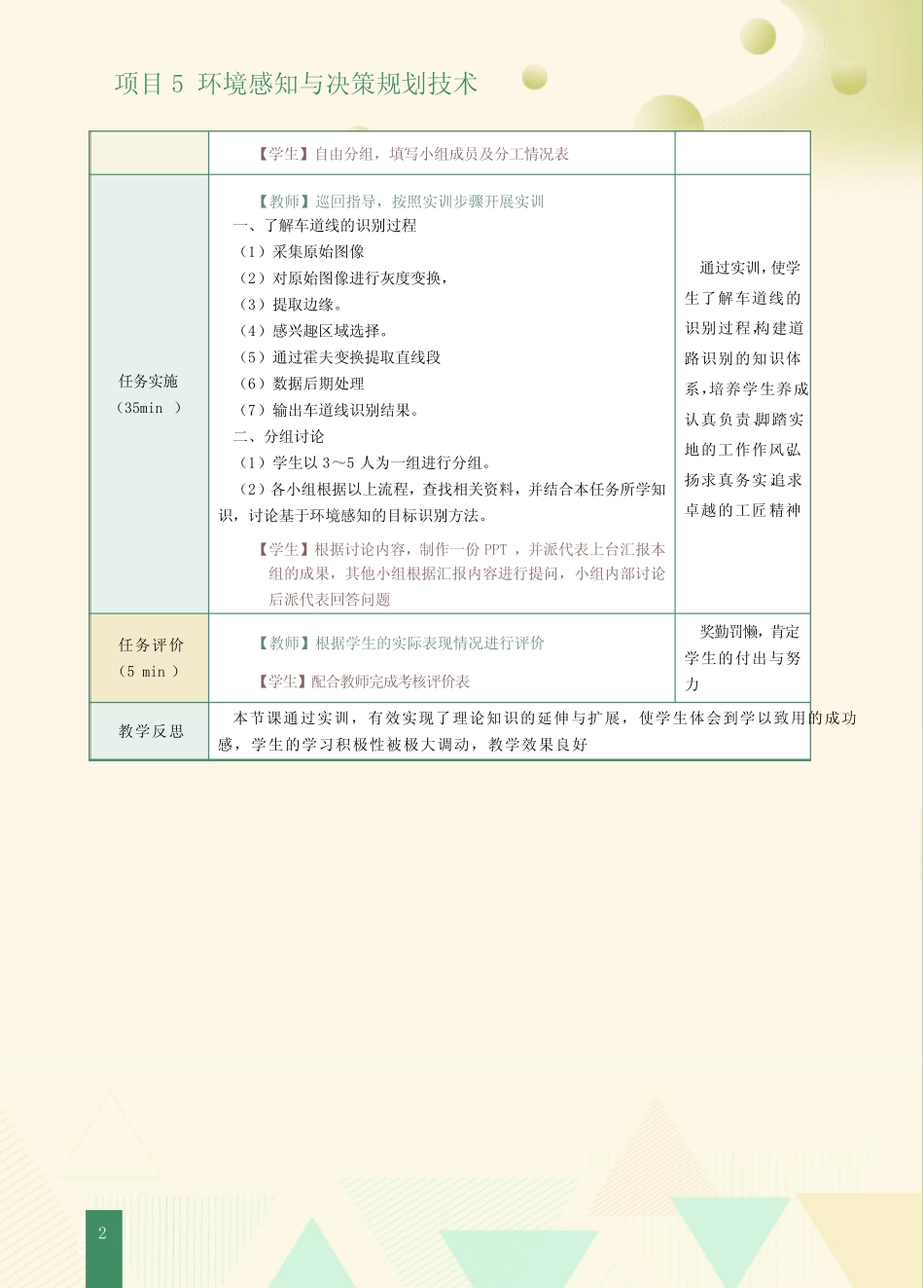 《智能网联汽车技术》教案 第14课 任务实训---识别道路的车道线_第2页