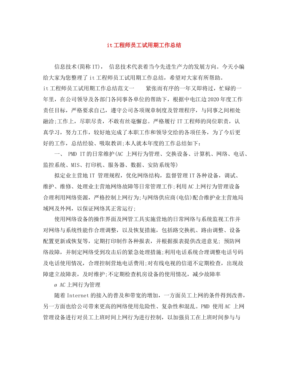 it工程师员工试用期工作总结_第1页