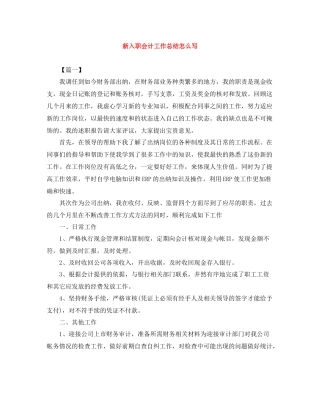 新入职会计工作总结怎么写