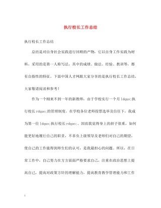 执行校长工作总结