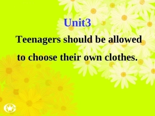 人教版九年级英语unit3_Teenagers_should_be_allowed_to_choose_their_own_clothes