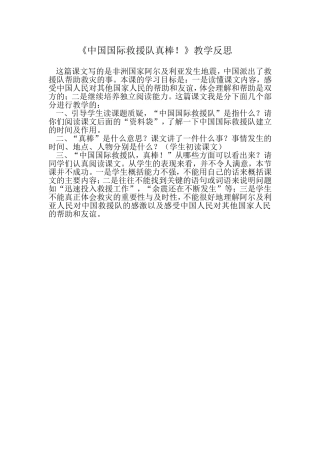 《中国国际救援队真棒》教学反思