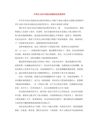 生年综合实践活动自我评价