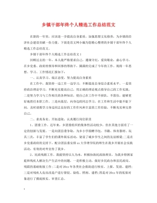 乡镇干部年终个人精选工作总结范文