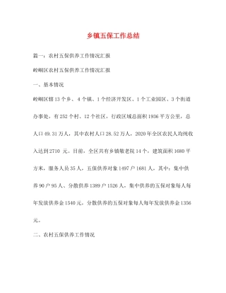 乡镇五保工作总结