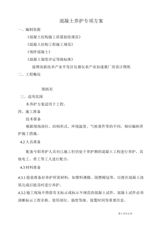混凝土养护专项方案(DOC)